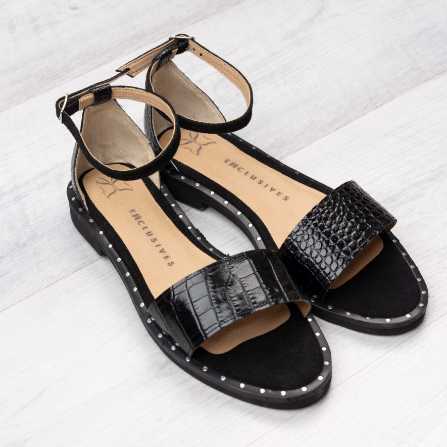 .Sandale - Friday -  Croco Black